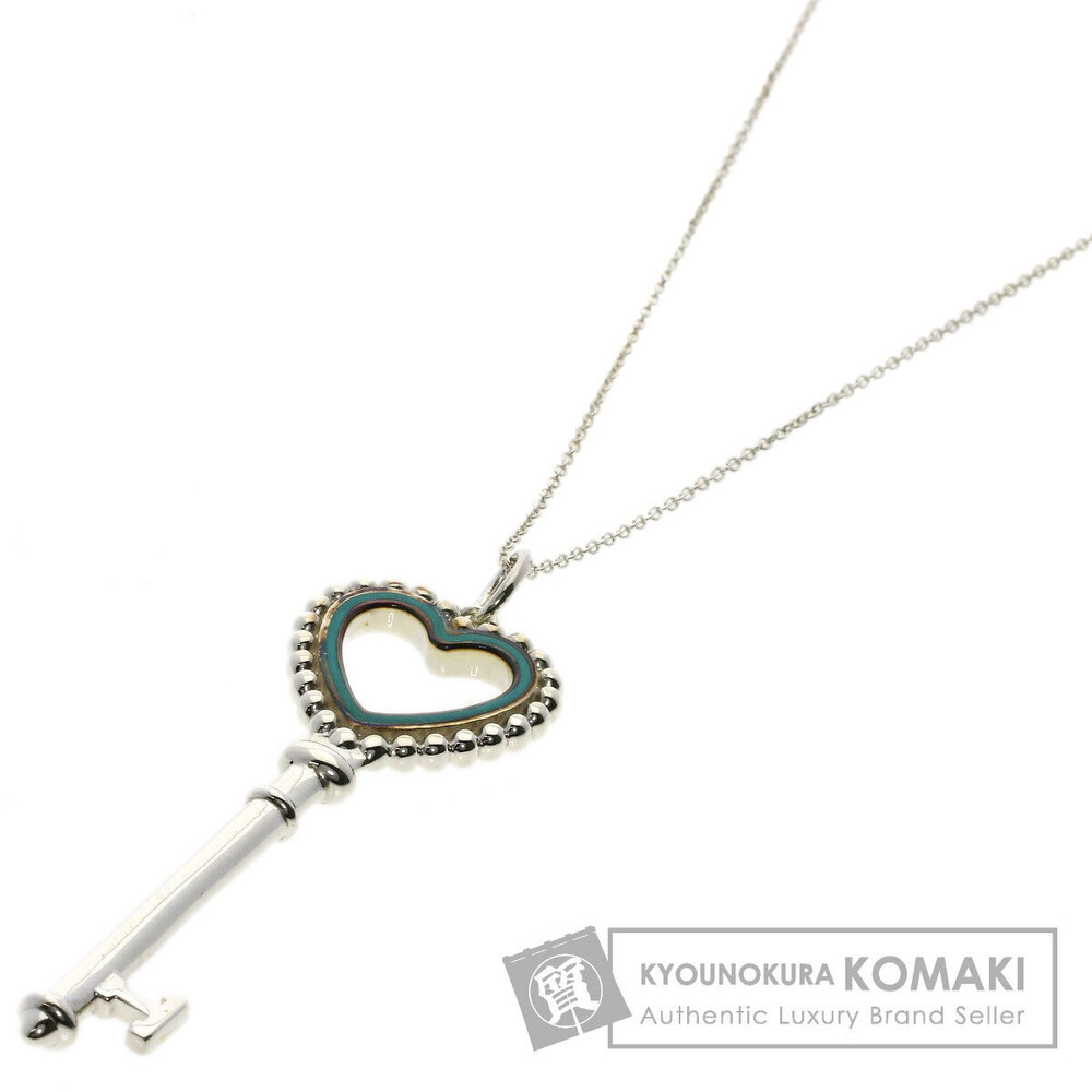 Tiffany Co beaded heart key necklace silver